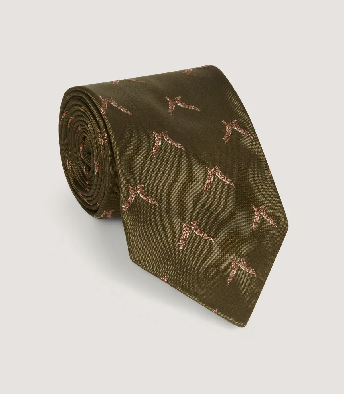 Purdey silk tie with a boxing hares motif